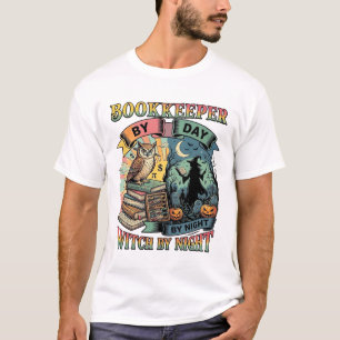Camiseta Libros de Búho de Día de Contador Noche de Bruja H