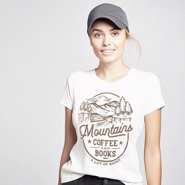 Camiseta Libros de café de las montañas Bookworm (Bookworm Mountains Coffee Books T-Shirt)