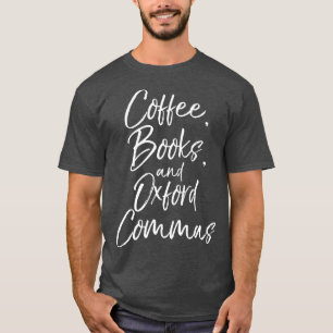Camiseta Libros de café y commas de Oxford para inglés