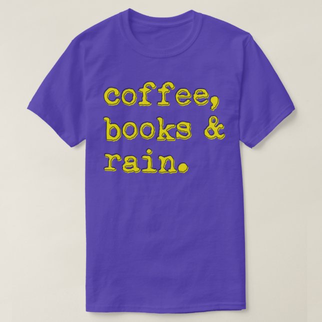 Camiseta Libros De Café Y Escritura De Lluvia (Diseño del anverso)