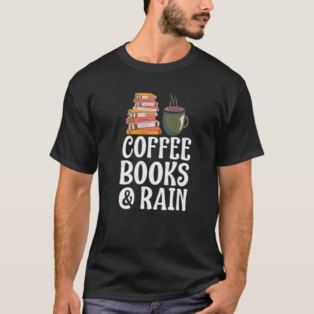 Camiseta Libros de café y lluvia Libro (Anverso)