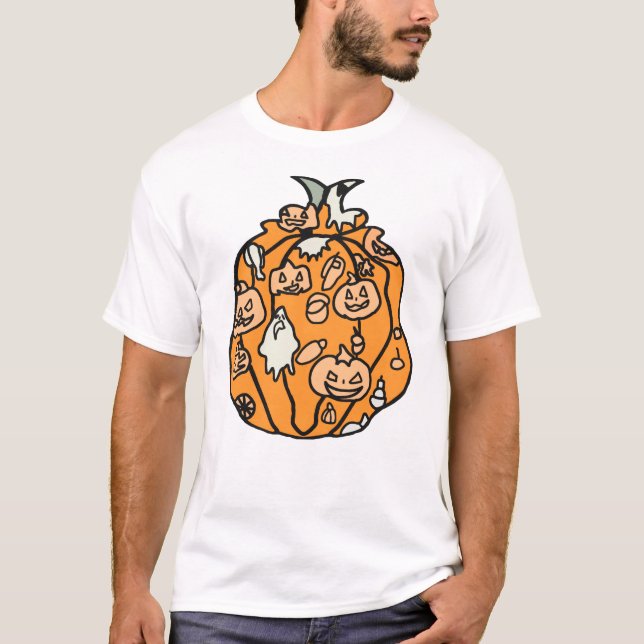 Camiseta ¡Libros de calabaza retro y trajes de Halloween! (Anverso)