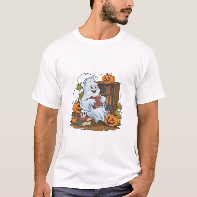 Camiseta Libros de calabazas hojas de otoño (Anverso)