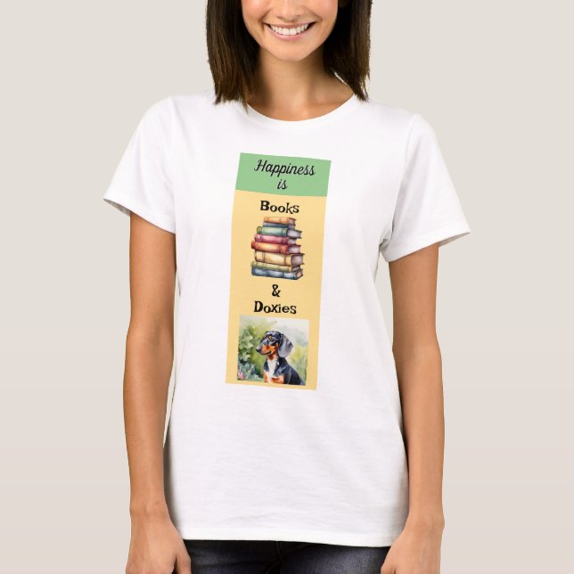 Camiseta Libros de Dachshund Adorables y Perro Salchicha Do (Anverso)