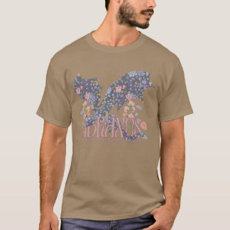 Camiseta Libros de Fantasía de Dragones Flores Silvestres L