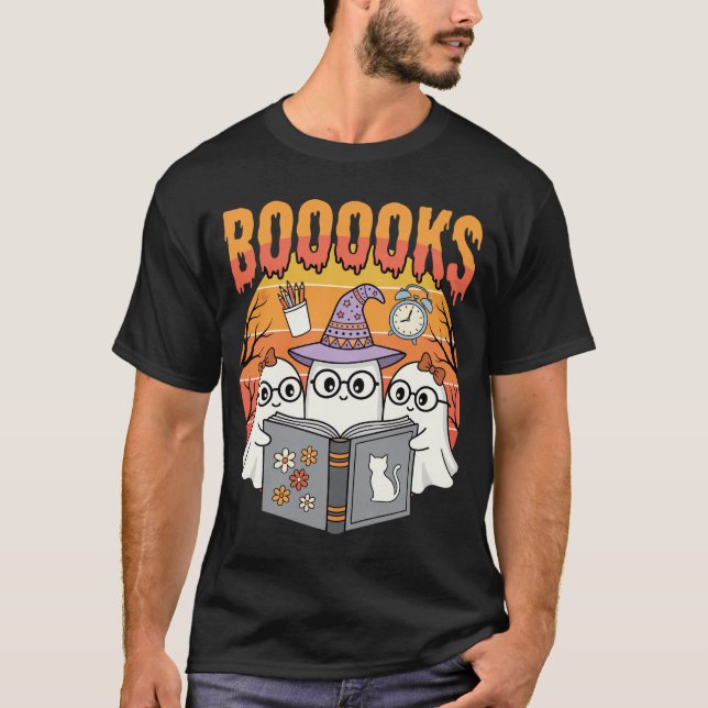 Camiseta Libros de Fantasmas de Profesores de Halloween (Anverso)