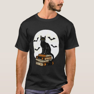 Camiseta Libros de Gato Negro Luna Llena
