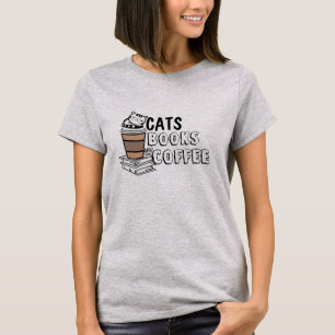 Camiseta Libros de Gatos Café Perfecto Funny Gato Lover
