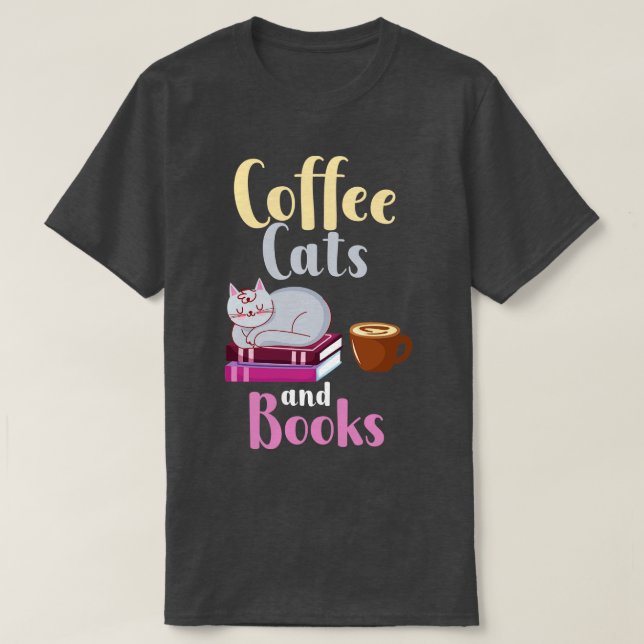 Camiseta Libros de Gatos de Café 1 (Diseño del anverso)