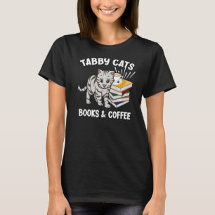Camiseta Libros De Gatos De Tabby Y Gato De Café