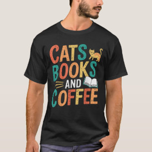 Camiseta Libros de gatos y amantes del café