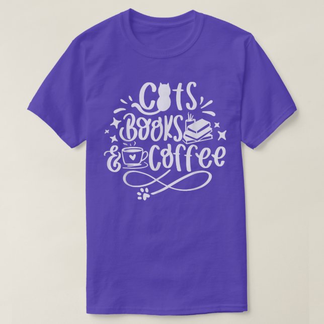 Camiseta Libros de gatos y cafés divertidos gatitos bibliot (Diseño del anverso)