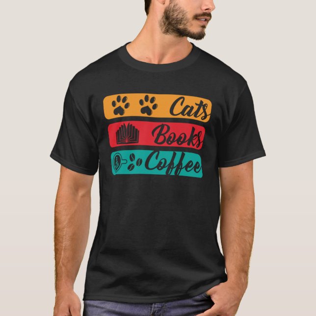 Camiseta Libros de gatos y cafés Libros y café (Anverso)