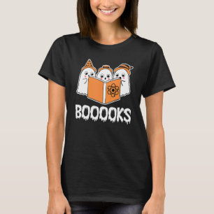 Camiseta Libros de Halloween Cute fantasma leyendo libros a