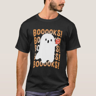 Camiseta Libros de Halloween Fantasma Leer libros Libreta