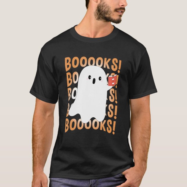 Camiseta Libros de Halloween Fantasma Leer libros Libreta (Anverso)