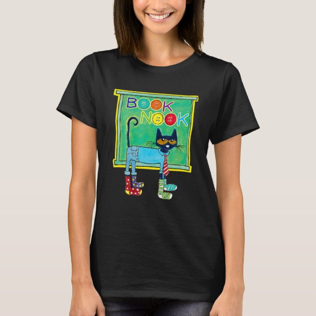 Camiseta Libros de lector de calcetines de uso de gato (Anverso)