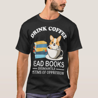 Camiseta Libros De Lectura De Café Para Bebidas Desmantelar