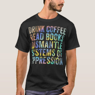 Camiseta Libros De Lectura De Café Para Bebidas Desmantelar