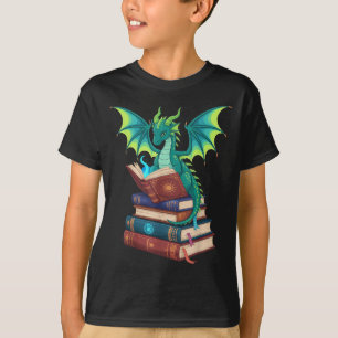 Camiseta Libros de lectura de dragones para amantes de la f