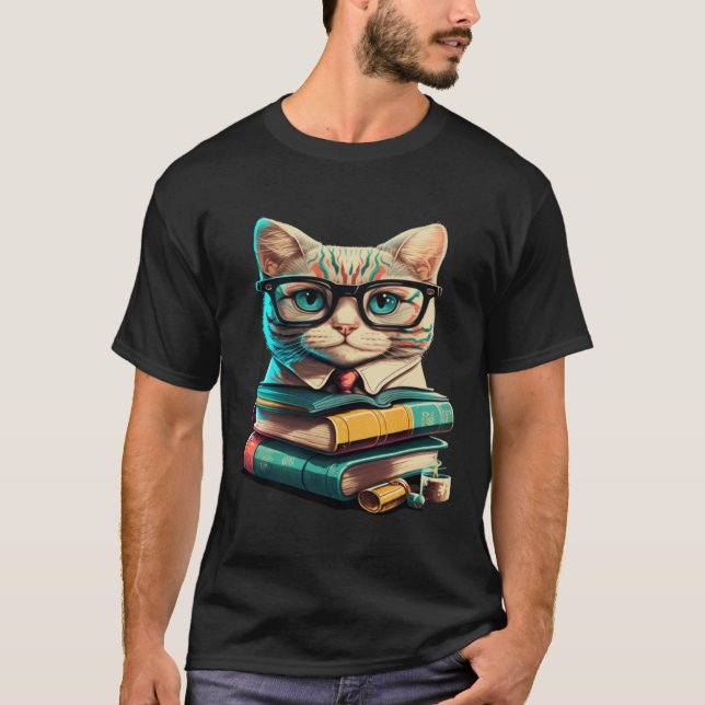 Camiseta Libros de lectura de gatitos para amantes de ambos (Anverso)