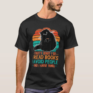Camiseta Libros de lectura de gato retro evita que la gente