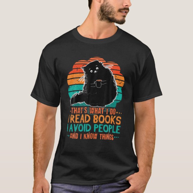 Camiseta Libros de lectura de gato retro evita que la gente (Anverso)