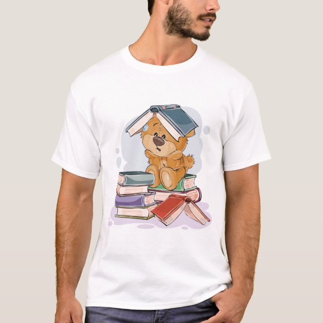 Camiseta Libros de lectura de oso de Personalizado lindo (Anverso)