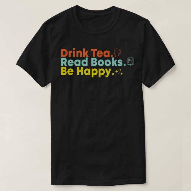 Camiseta Libros de lectura de té para beber 4 (Diseño del anverso)