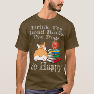 Camiseta Libros de lectura de té para beber Corgi Mom Dog L