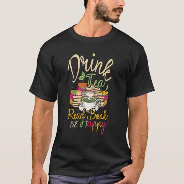 Camiseta Libros de lectura de té para beber Gusano Gusano l (Anverso)