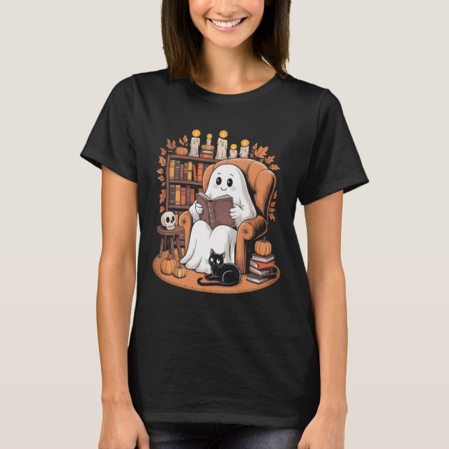 Camiseta Libros de lectura retro ghost (Anverso)