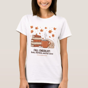 Camiseta Libros de lista de verificación de otoño Mantas Ca