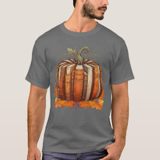 Camiseta Libros de otoño Calabaza Retro Lectura Maestra Lib