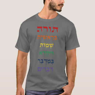 Camiseta Libros de Torá hebreo en colores arcoiris