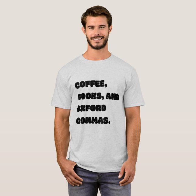 Camiseta Libros del café y comas de Oxford (Anverso completo)