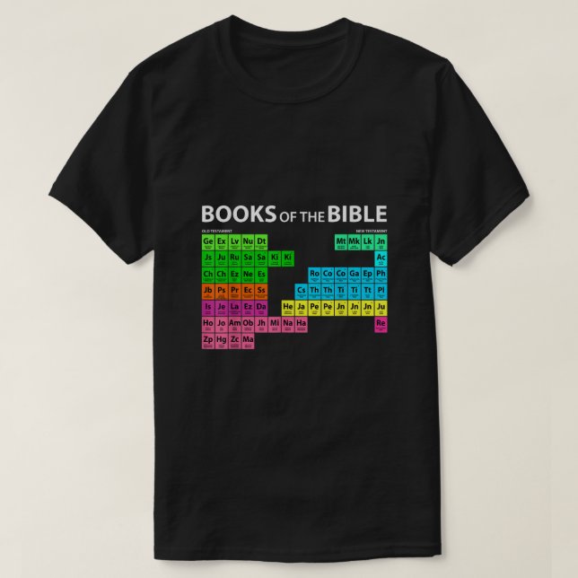 Camiseta Libros del Pastor Seminario de Mesa Periódica Bibl (Diseño del anverso)