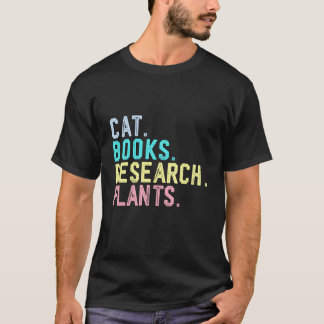 Camiseta Libros Divertidos Gatos Investigación Plantas Asis