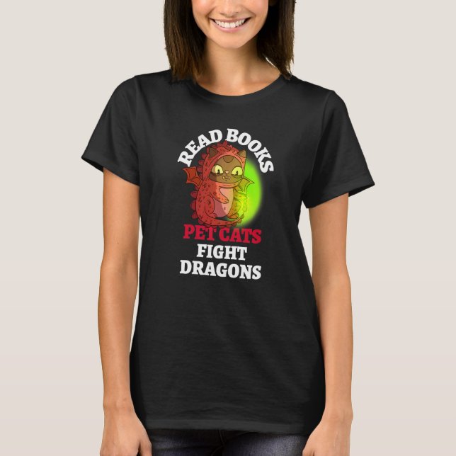 Camiseta Libros Dragones de combate de gatos Librar el Drag (Anverso)