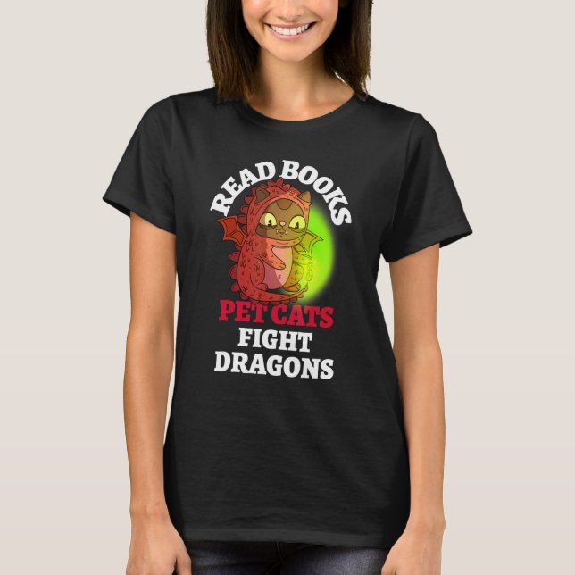 Camiseta Libros Dragones de combate de gatos Librar el Drag (Anverso)