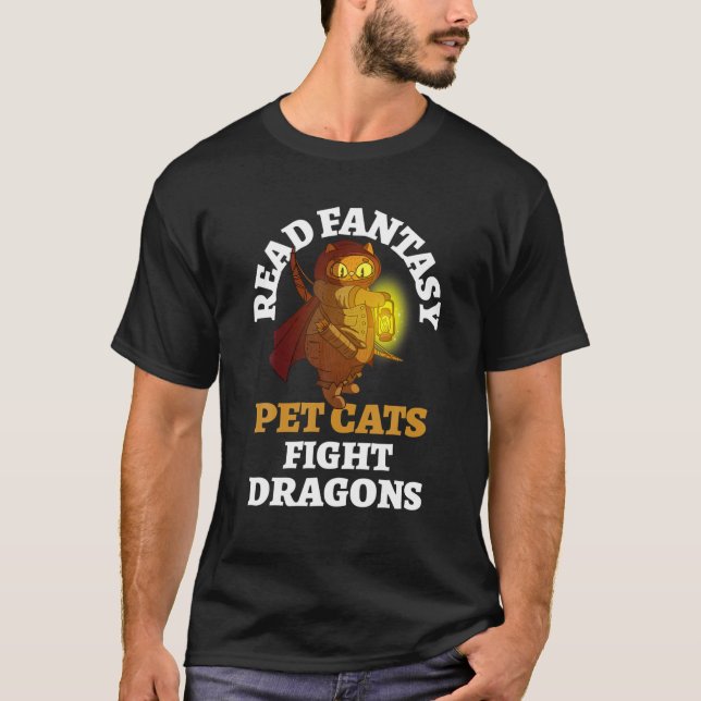 Camiseta Libros Dragones de Gatos Divertido Bookish Bookwor (Anverso)