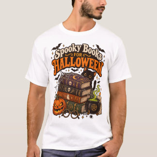 Camiseta Libros espeluznantes para Halloween – Gato brujo v