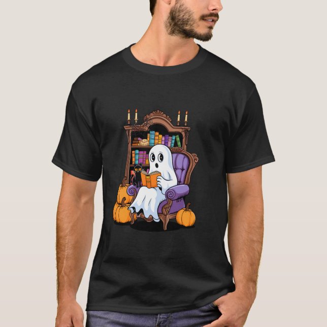 Camiseta Libros fantasma cortos leyendo libros graciosos de (Anverso)