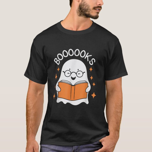 Camiseta Libros: Fantasma leyendo libros Biblioteca de libr (Anverso)