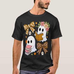 Camiseta Libros Fantasmales Floral Otoño Halloween