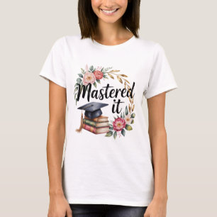 Camiseta Libros Florales de Graduación de 'Lo Dominé' Gorra