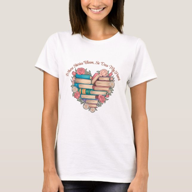 Camiseta Libros Florales Elegantes (Anverso)