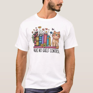 Camiseta Libros florales y gato
