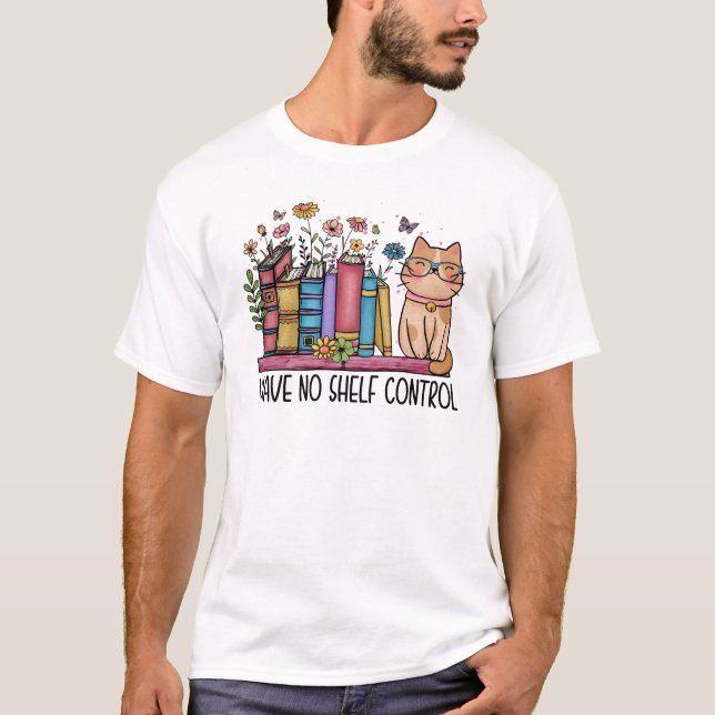Camiseta Libros florales y gato (Anverso)