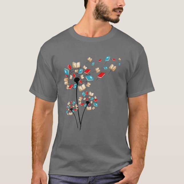 Camiseta Libros Flores De Dandelion Para Lecturas De Gemelo (Anverso)